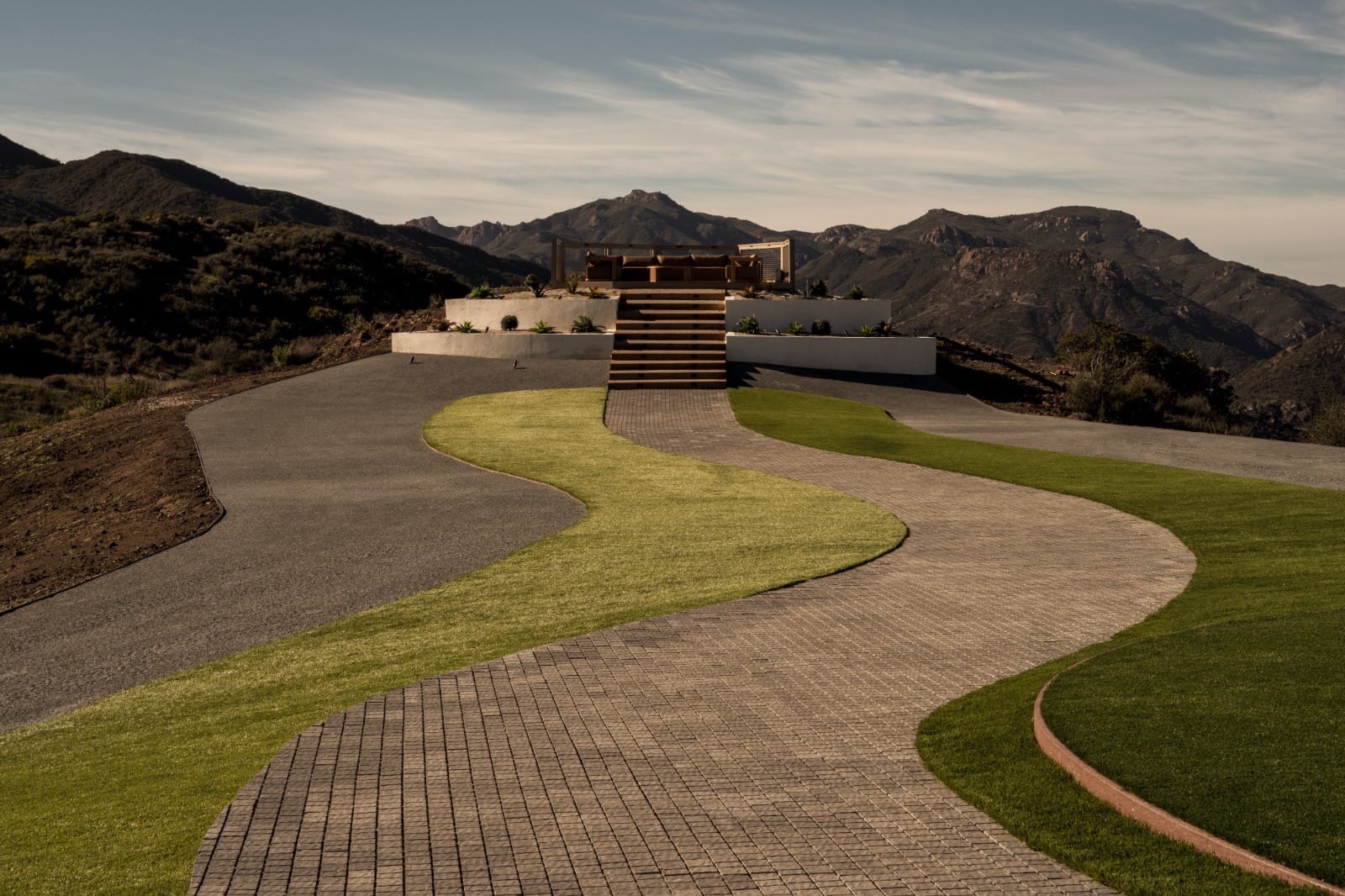 Terraced grounds of a modern Los Angeles estate