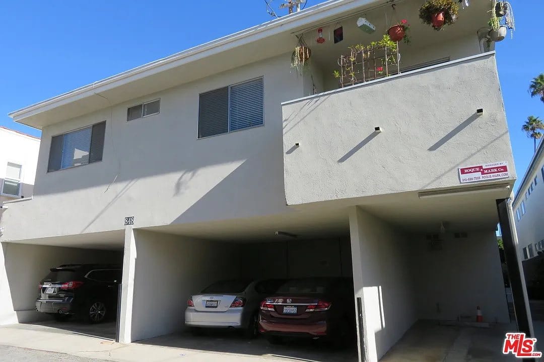 Apartment building with gated carport parking on 18th Street, Santa Monica